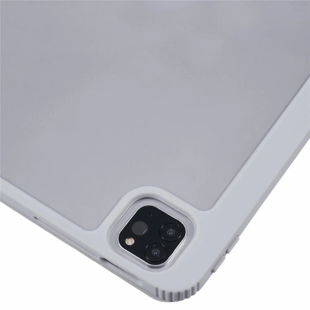 MUTURAL For iPad Air 13 (2026) / (2025) / (2024) / Pro 12.9 (2022) / (2021) / (2020) / (2018) Leather Case Trifold Stand Cover with Pencil Holder - Grey - 6