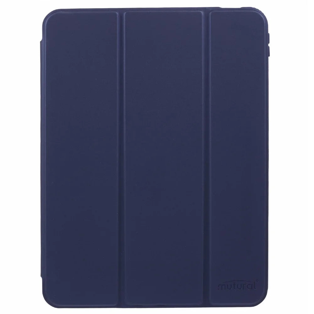 MUTURAL For iPad Pro 11 (2025) / 11 (2024) Case Tri-Fold Stand Transparent Back Leather Cover with Pen Slot - Dark Blue - 7