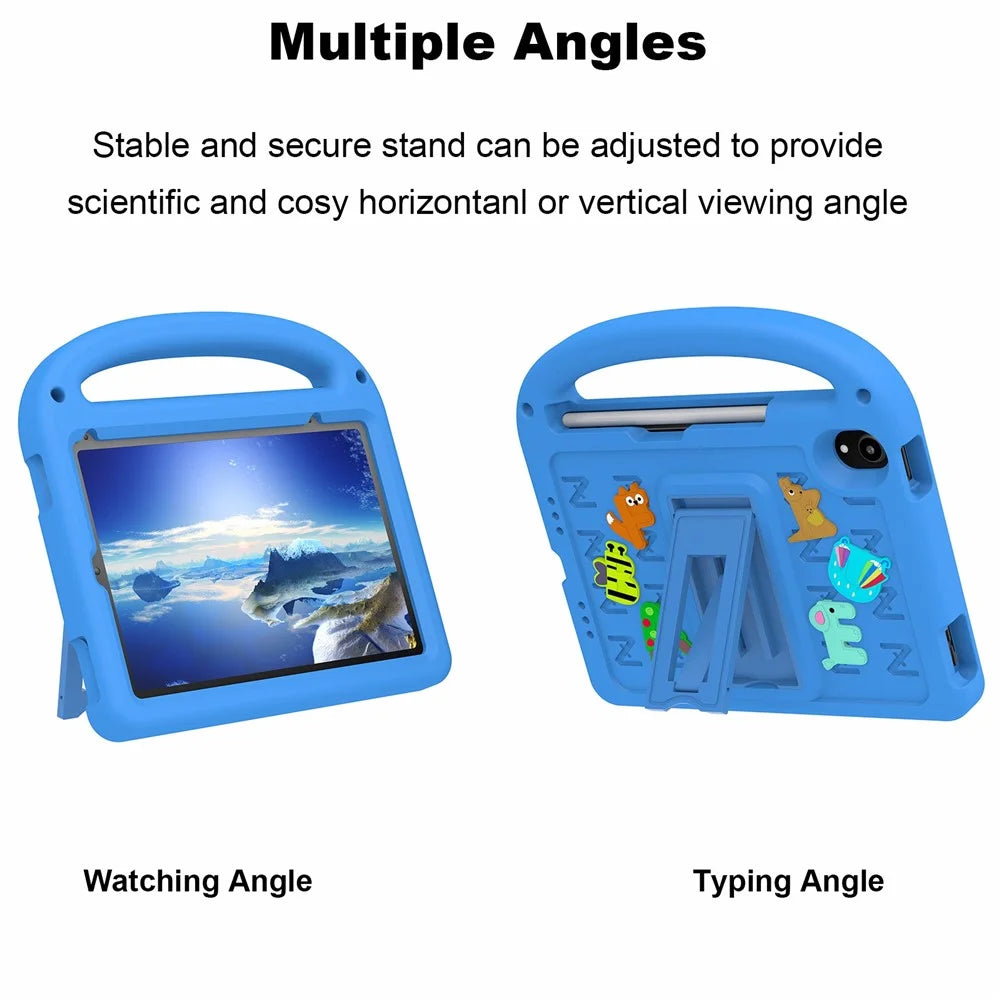 For iPad mini (2024) / mini (2021) Kickstand Case Cartoon Design Anti-Drop EVA+PC Tablet Cover with Strap for Kids - Blue - 4
