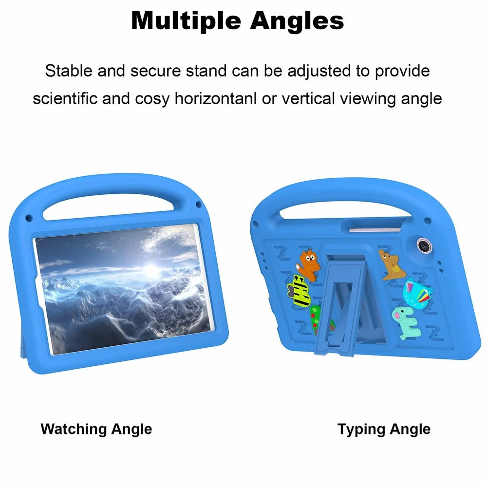 For Samsung Galaxy Tab A11 / A9 Kickstand Case Cartoon Design Anti-Drop EVA+PC Tablet Cover with Strap for Kids - Blue - 4