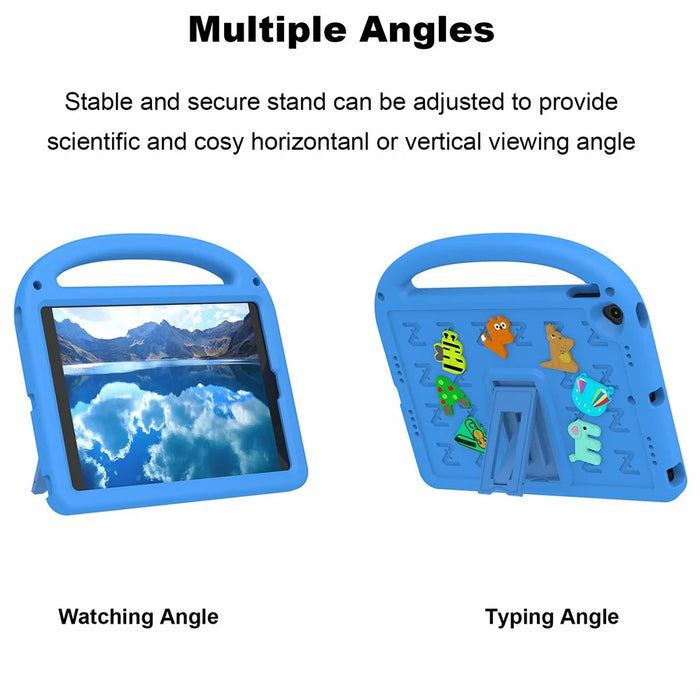 For iPad 10.2 (2021) / (2020) / (2019) Kickstand Case Cartoon Design Anti-Drop EVA+PC Tablet Cover with Strap for Kids - Blue - 4