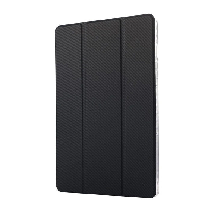 For Samsung Galaxy Tab S9 / S10 Lite / S10 FE / S9 FE Case Tri-Fold Stand Smart Auto / Wake Leather Tablet Cover Carbon Fiber Texture - Black - 5