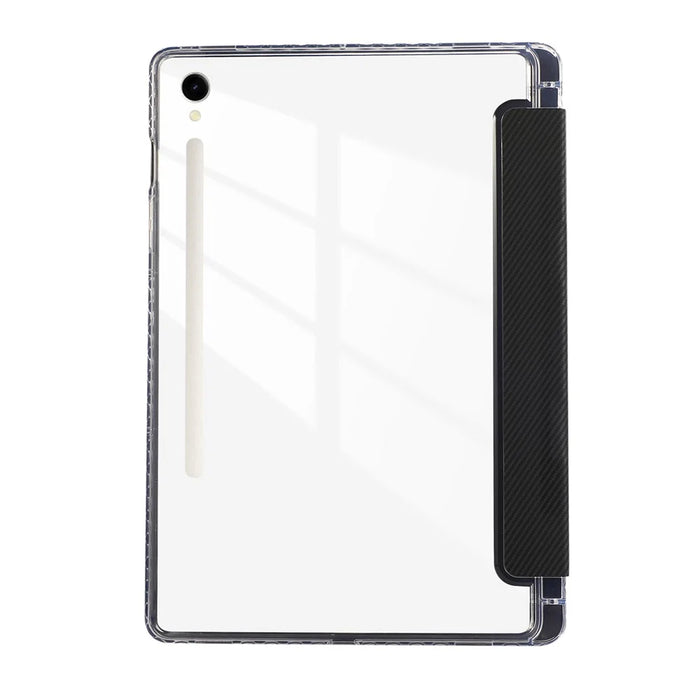 For Samsung Galaxy Tab S9 / S10 Lite / S10 FE / S9 FE Case Tri-Fold Stand Smart Auto / Wake Leather Tablet Cover Carbon Fiber Texture - Black - 6
