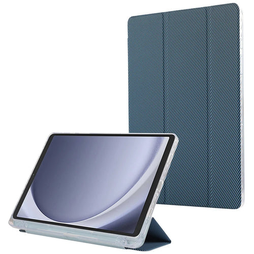 For Samsung Galaxy Tab A11+ / A9+ Stand Case Auto Sleep / Wake Carbon Fiber Texture Leather Tablet Cover - Baby Blue - 1