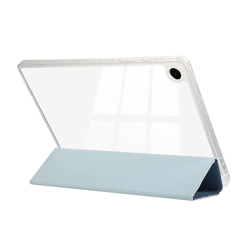 For Samsung Galaxy Tab A11+ / A9+ Stand Case Auto Sleep / Wake Carbon Fiber Texture Leather Tablet Cover - Baby Blue - 3