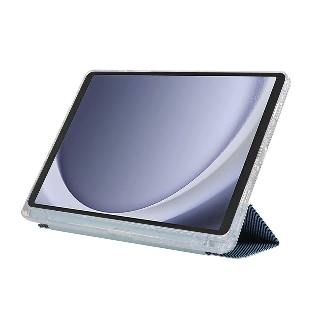 For Samsung Galaxy Tab A11+ / A9+ Stand Case Auto Sleep / Wake Carbon Fiber Texture Leather Tablet Cover - Baby Blue - 4