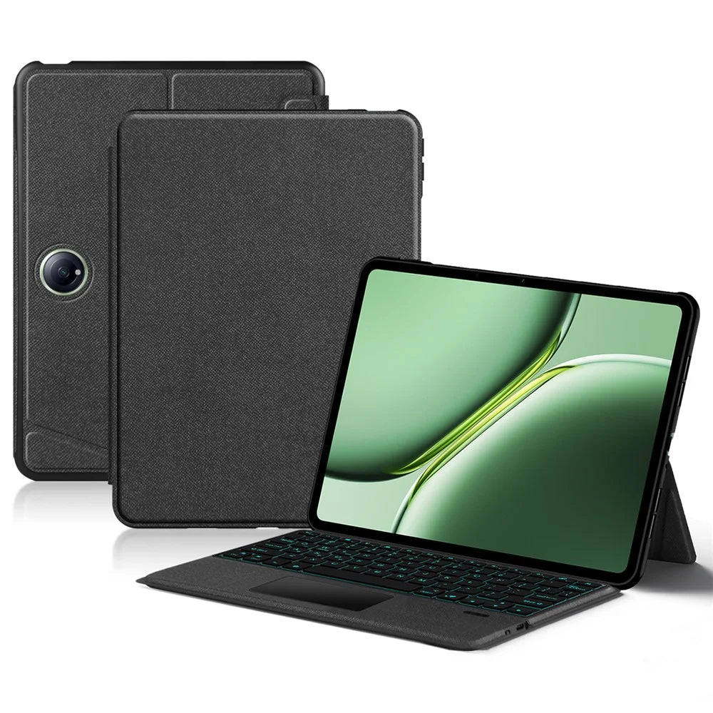 For OnePlus Pad Pro Leather Case + Bluetooth-compatible Keyboard with Backlight Trackpad - 1