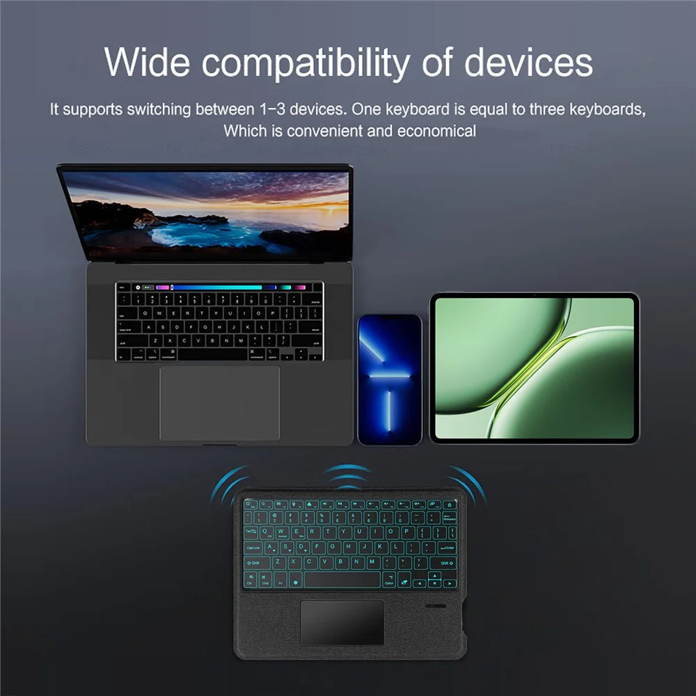 For OnePlus Pad Pro Leather Case + Bluetooth-compatible Keyboard with Backlight Trackpad - 6