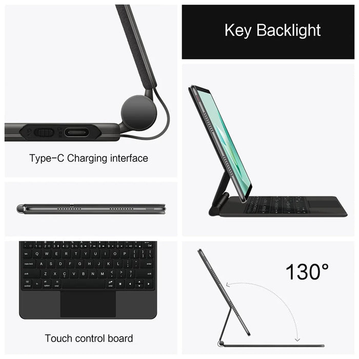For Huawei MatePad 11.5 S (2026) / (2025) / (2024) Magnetic Floating Bluetooth-compatible Keyboard + Leather Tablet Case (English) - 4