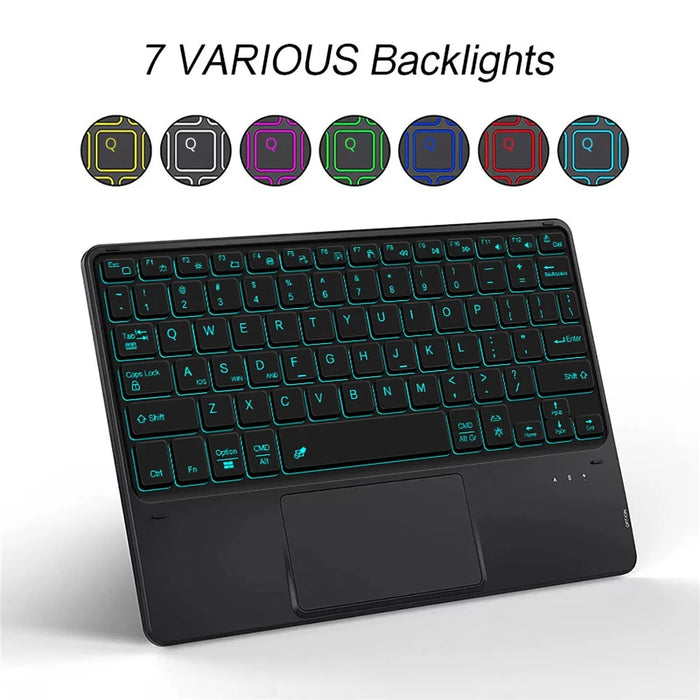 For Samsung Galaxy Tab A9+ Backlight Touchpad Bluetooth-compatible Keyboard with Pen Slot Leather Tablet Case - 4