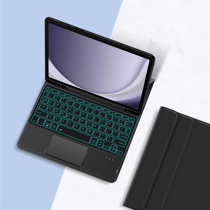 For Samsung Galaxy Tab A9+ Backlight Touchpad Bluetooth-compatible Keyboard with Pen Slot Leather Tablet Case - 6