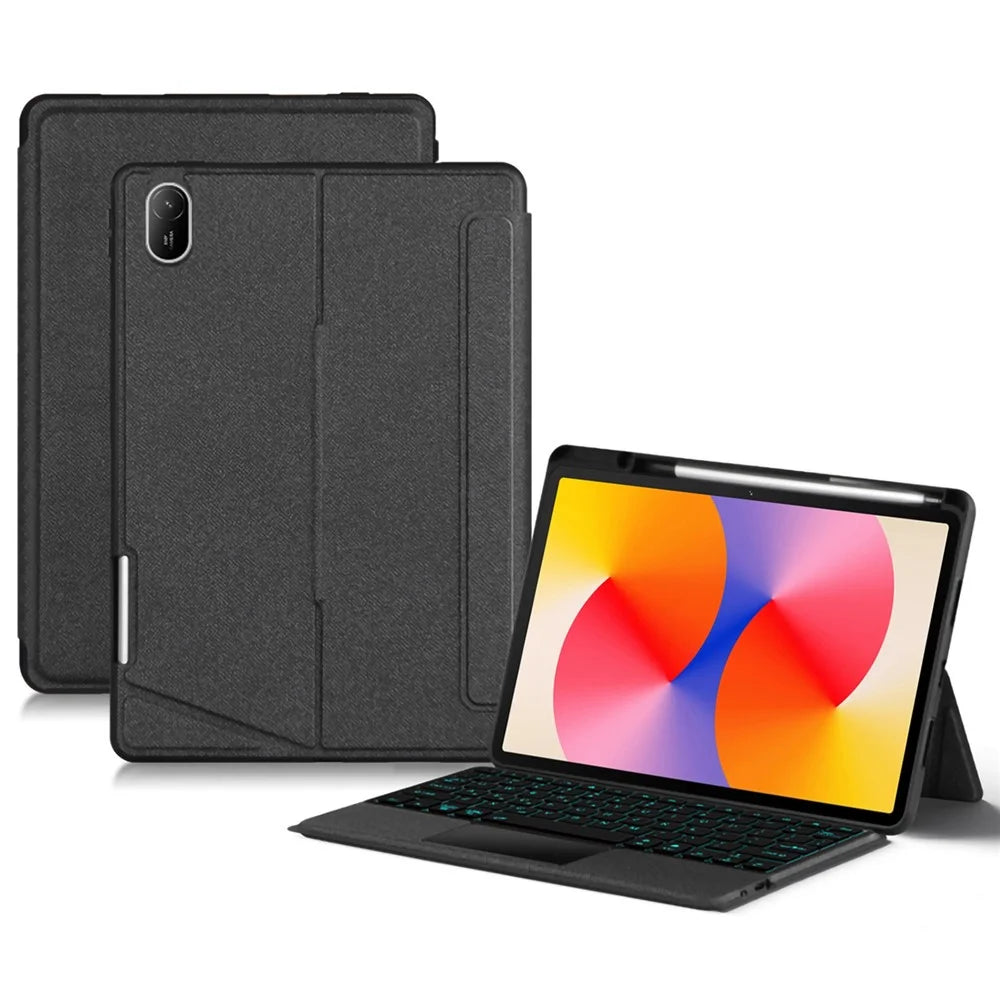 For Huawei MatePad SE 11 Leather Case + Bluetooth-compatible Keyboard with Backlight Trackpad - 1