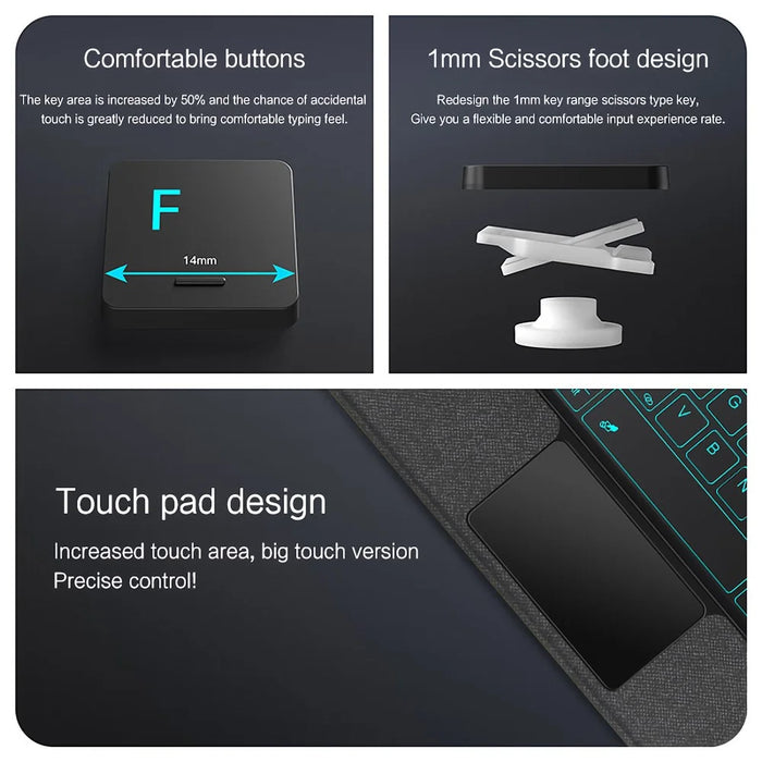 For Huawei MatePad SE 11 Leather Case + Bluetooth-compatible Keyboard with Backlight Trackpad - 5