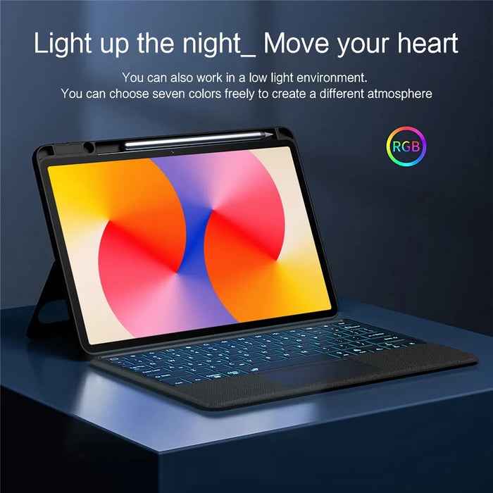 For Huawei MatePad SE 11 Leather Case + Bluetooth-compatible Keyboard with Backlight Trackpad - 7