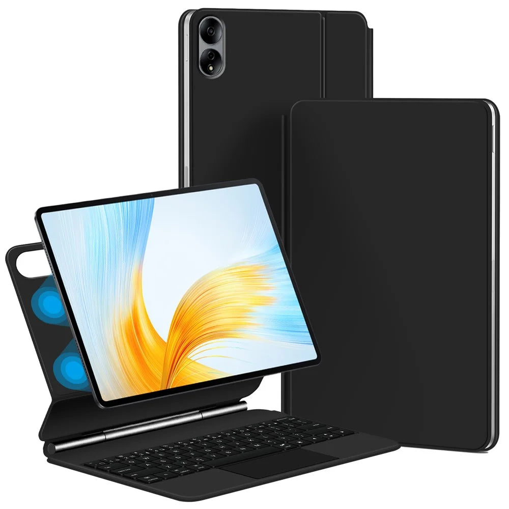 For Honor MagicPad 13 Backlight Trackpad Magnetic Keyboard (Arabic) + Leather Tablet Case - 1