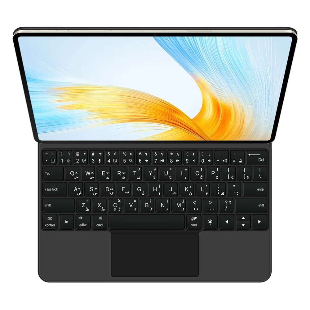 For Honor MagicPad 13 Backlight Trackpad Magnetic Keyboard (Arabic) + Leather Tablet Case - 2