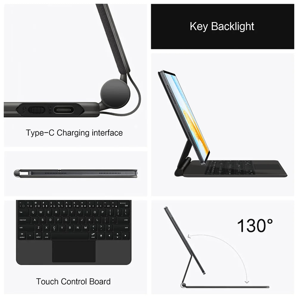 For Honor MagicPad 13 Magnetic Floating Bluetooth-compatible Keyboard + Leather Tablet Case (English) - 4