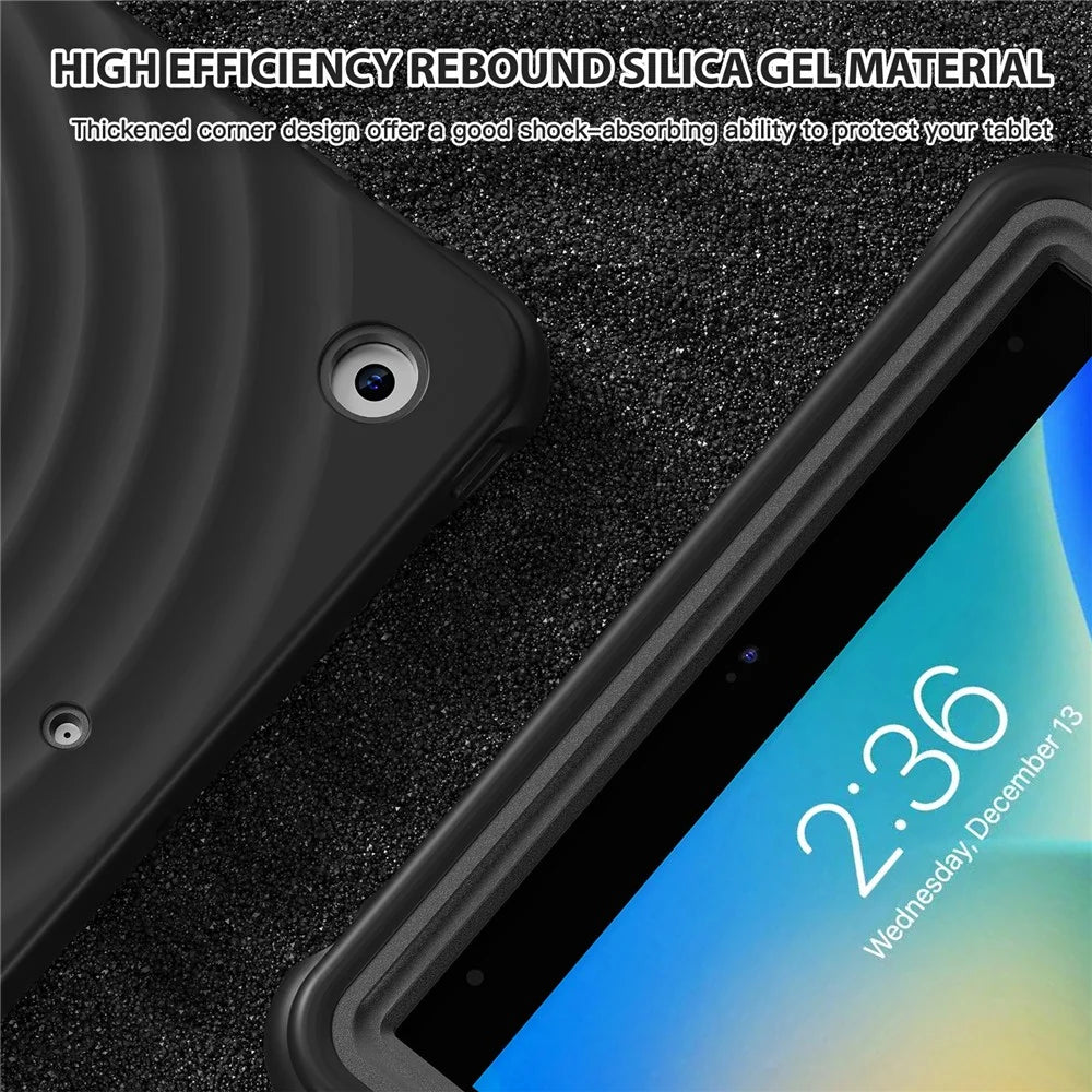 For iPad 10.2 (2021) / (2020) / (2019) Case Hand Strap Kickstand TPU+PC+Silicone Tablet Cover - Black - 4