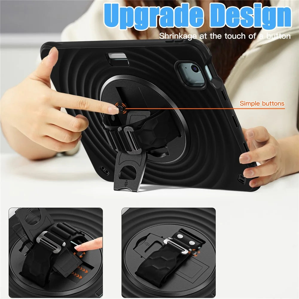 For iPad Air 11 (2026) / (2025) / (2024) / Air (2022) / (2020) / Pro 11 (2022) / (2021) / (2020) / (2018) Case Kickstand Cover - Black - 5