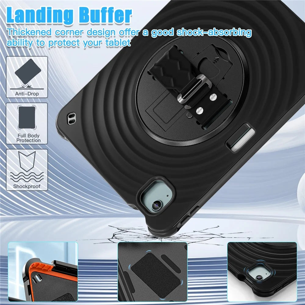 For iPad Air 11 (2026) / (2025) / (2024) / Air (2022) / (2020) / Pro 11 (2022) / (2021) / (2020) / (2018) Case Kickstand Cover - Black - 7