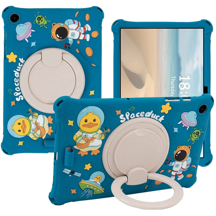 For Samsung Galaxy Tab A9+ X216 Case Cartoon Design Rotatable Kickstand Silicone Tablet Cover - Green - 1