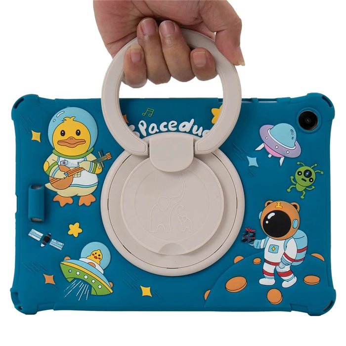 For Samsung Galaxy Tab A9+ X216 Case Cartoon Design Rotatable Kickstand Silicone Tablet Cover - Green - 4