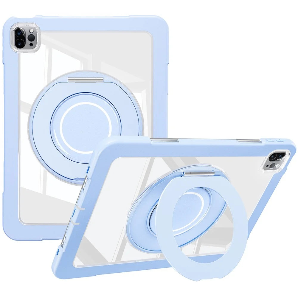 For iPad Pro 11 (2022) / (2021) / (2020) / Air (2022) / (2020) Case Swivel Kickstand PC+Silicone Anti-Drop Tablet Cover - Blue - 1