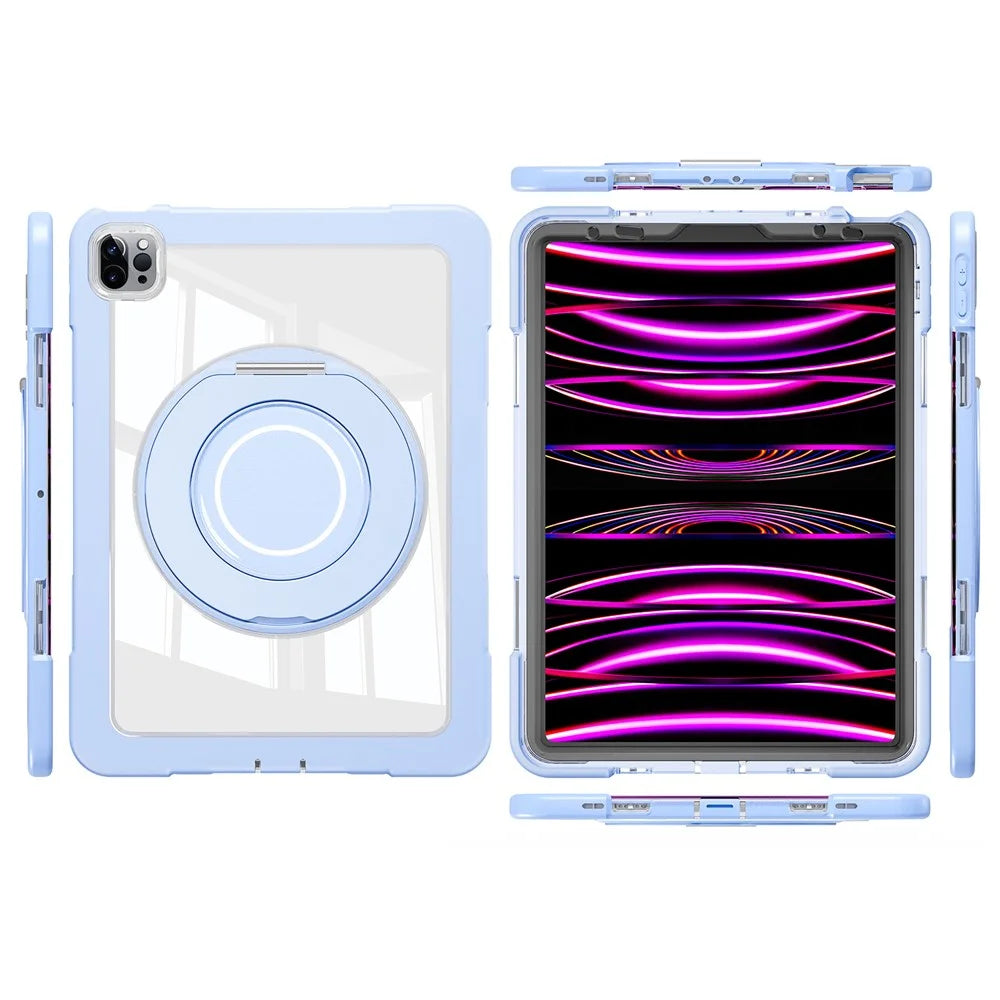 For iPad Pro 11 (2022) / (2021) / (2020) / Air (2022) / (2020) Case Swivel Kickstand PC+Silicone Anti-Drop Tablet Cover - Blue - 4