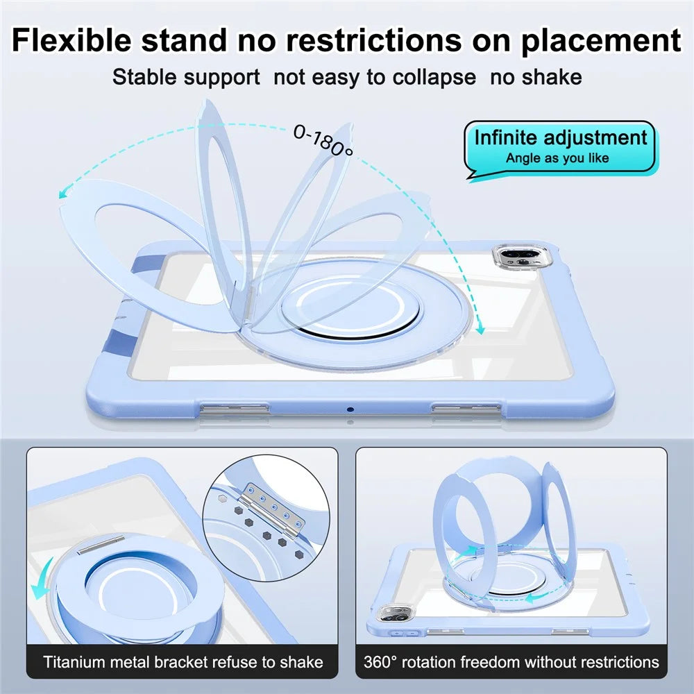 For iPad Pro 11 (2022) / (2021) / (2020) / Air (2022) / (2020) Case Swivel Kickstand PC+Silicone Anti-Drop Tablet Cover - Blue - 6