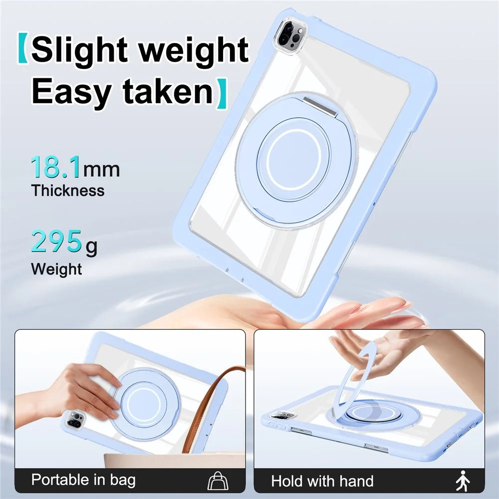 For iPad Pro 11 (2022) / (2021) / (2020) / Air (2022) / (2020) Case Swivel Kickstand PC+Silicone Anti-Drop Tablet Cover - Blue - 7