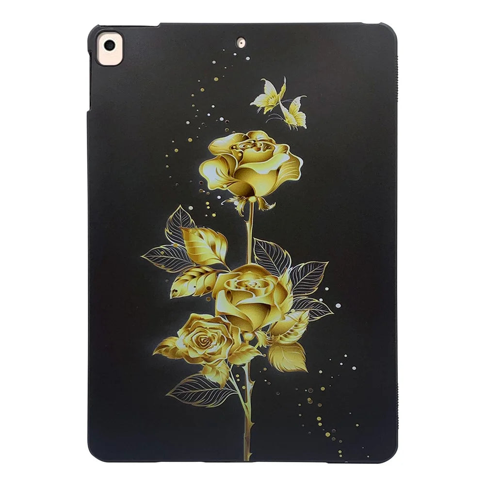 For iPad 10.2 (2021)  /  (2020)  /  (2019) TPU Case Pattern Printing Slim Tablet Protective Cover - Gold Rose - 1