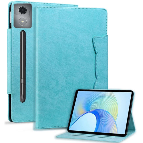 For Lenovo Xiaoxin Pad Pro 12.7 inch Case Cat Buckle Closure Leather Protective Stand Cover - Sky Blue - 1