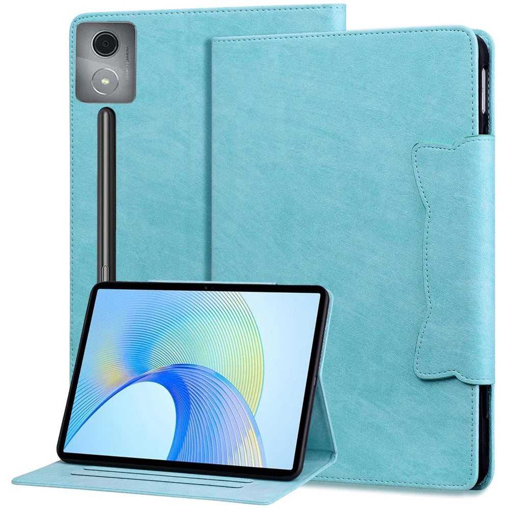 For Lenovo Xiaoxin Pad Pro 12.7 inch Case Cat Buckle Closure Leather Protective Stand Cover - Sky Blue - 2