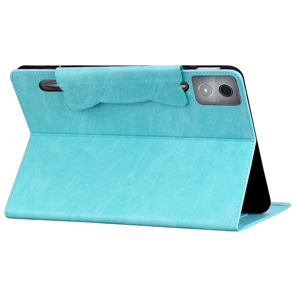 For Lenovo Xiaoxin Pad Pro 12.7 inch Case Cat Buckle Closure Leather Protective Stand Cover - Sky Blue - 4