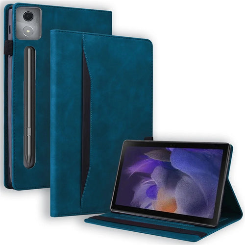 For Lenovo Xiaoxin Pad Pro 12.7 inch Case Card Holder Stand Folio Leather Tablet Cover - Blue - 1