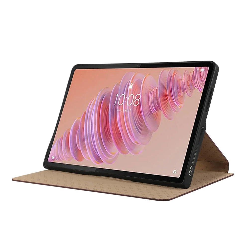 For Lenovo Tab Plus Stand Case Anti-Scratch PU Leather Tablet Flip Cover - Coffee - 3
