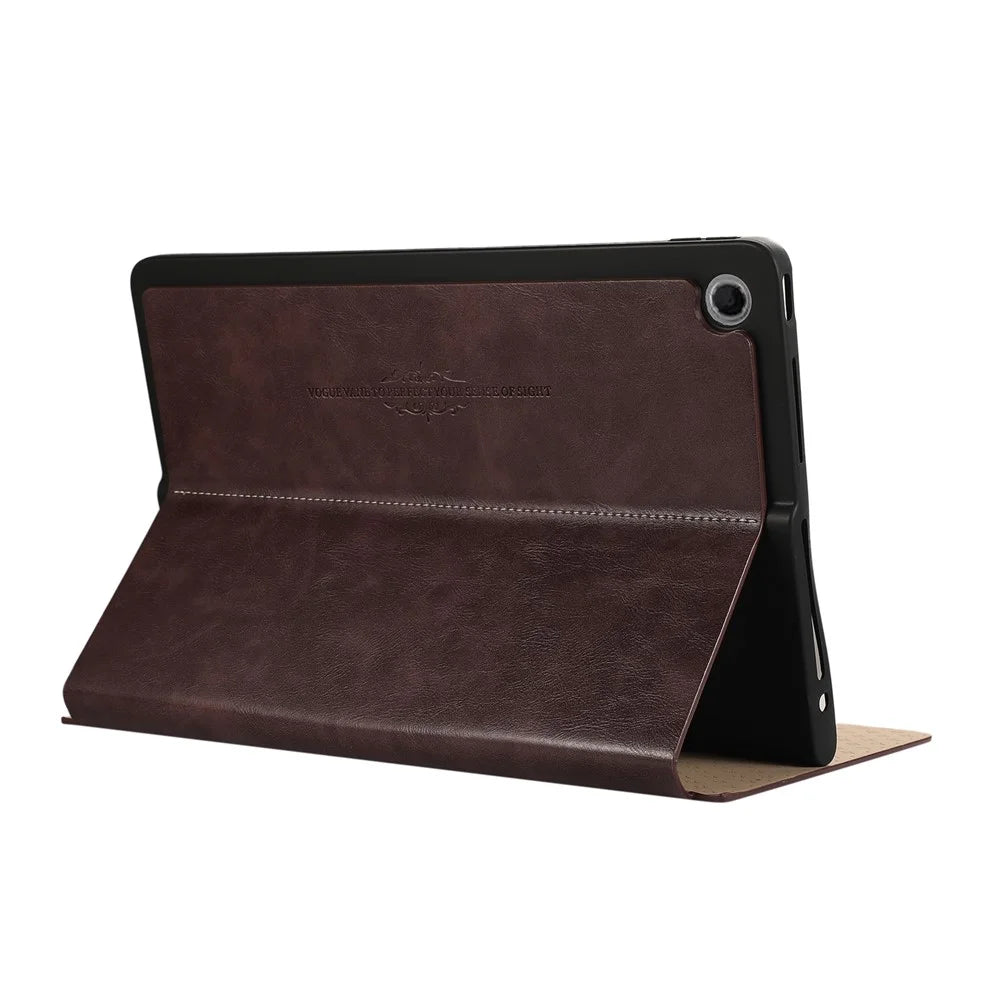 For Lenovo Tab Plus Stand Case Anti-Scratch PU Leather Tablet Flip Cover - Coffee - 4