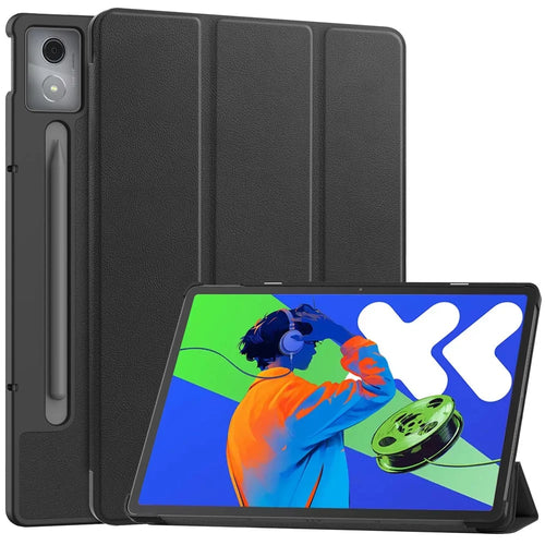 For Lenovo Xiaoxin Pad Pro 12.7 inch Case Anti-Drop Leather Stand Tablet Cover - Black - 1