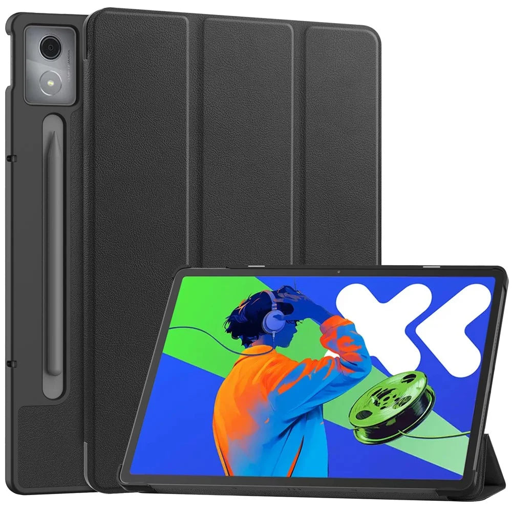 For Lenovo Xiaoxin Pad Pro 12.7 inch Case Anti-Drop Leather Stand Tablet Cover - Black - 1