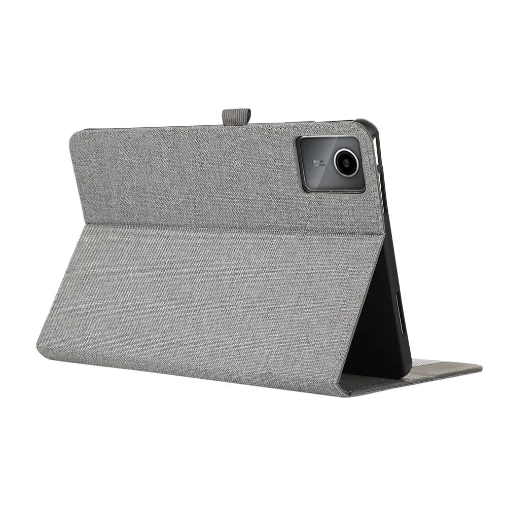 For Lenovo Tab M11 Plus Leather Case Card Holder Cloth Texture Tablet Stand Cover - Grey - 4