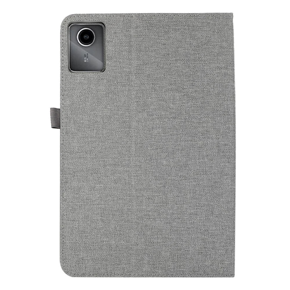 For Lenovo Tab M11 Plus Leather Case Card Holder Cloth Texture Tablet Stand Cover - Grey - 6
