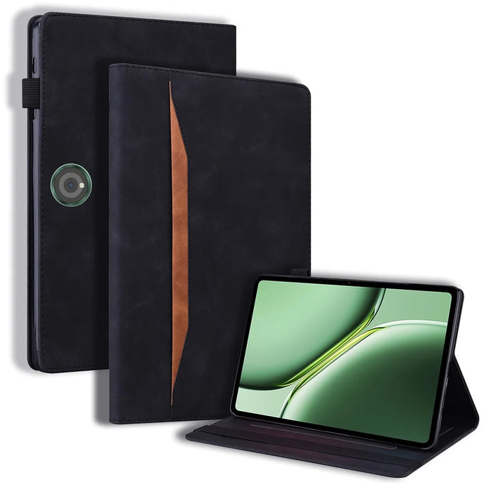 For OnePlus Pad 2 / Pad Pro Case PU Leather Business Folio Protective Tablet Cover Card Holder - Black - 1