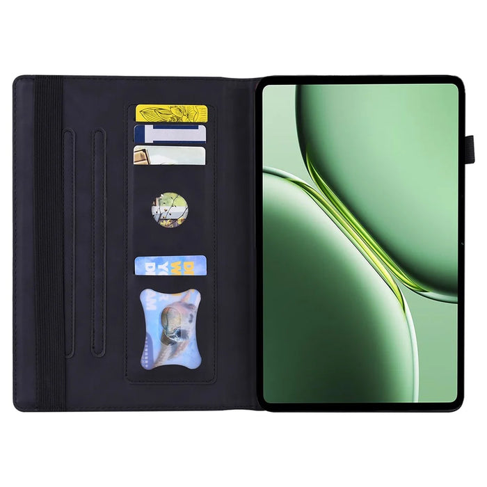 For OnePlus Pad 2 / Pad Pro Case PU Leather Business Folio Protective Tablet Cover Card Holder - Black - 2