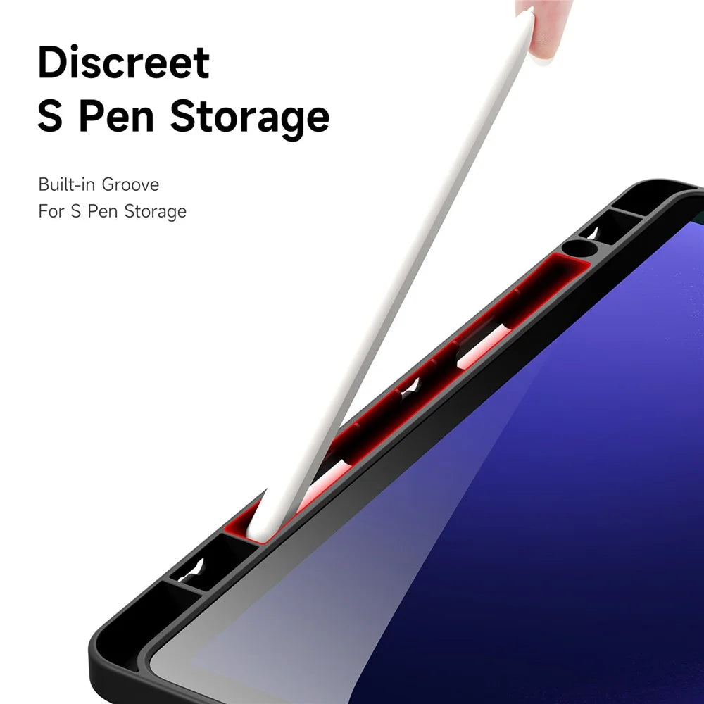 DUX DUCIS Magi Series for Samsung Galaxy Tab S10 Lite / S10 FE / Tab S9 / S9 FE Case Origami Stand Leather+PC+TPU Clear Back Cover - Black - 7