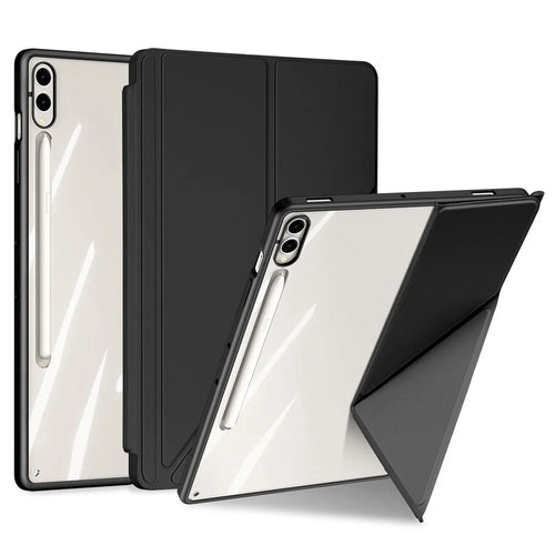 DUX DUCIS Magi Series for Samsung Galaxy Tab S9+ / S9 FE+ Leather Case Origami Stand Auto Wake / Sleep Cover - Black - 1