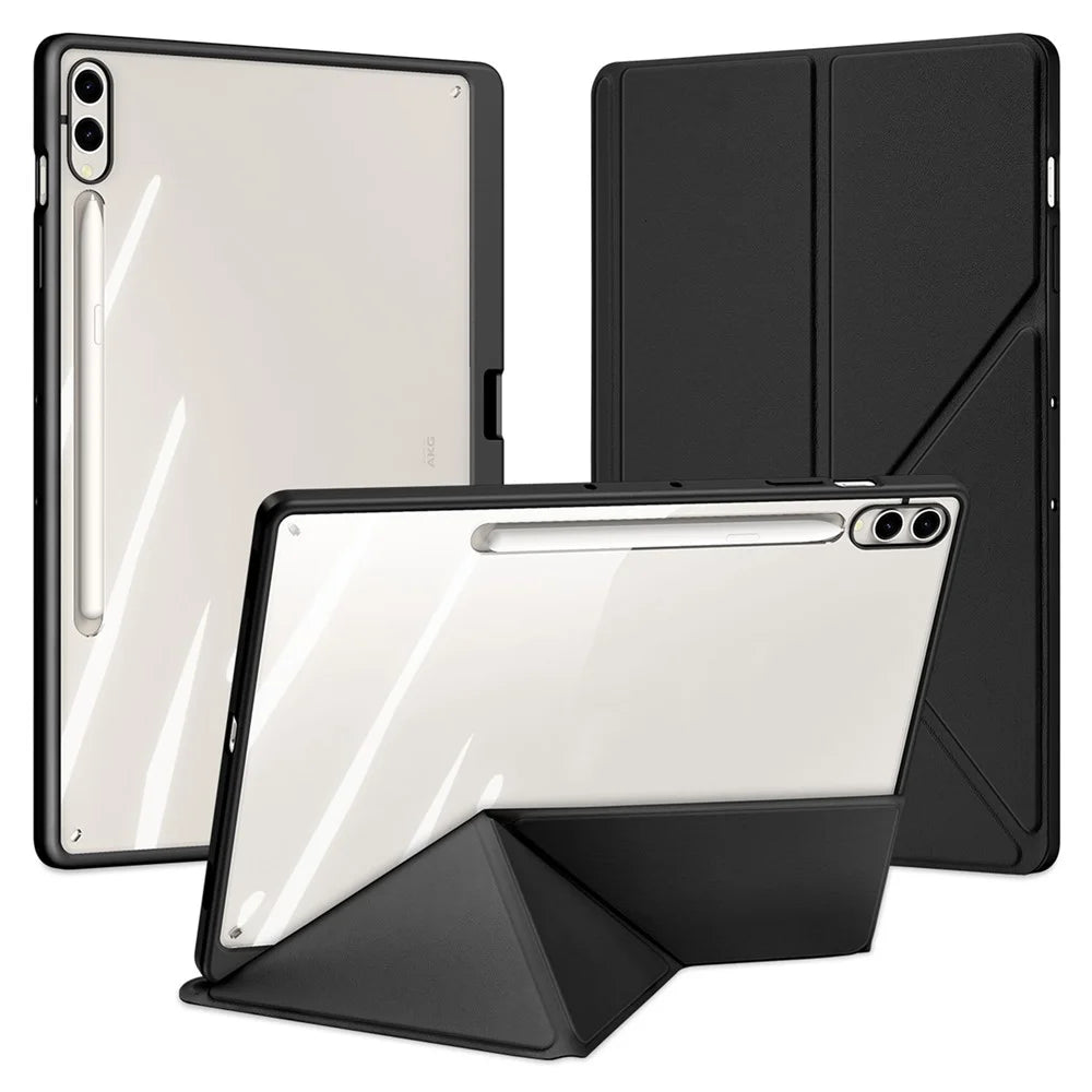 DUX DUCIS Magi Series for Samsung Galaxy Tab S9+ / S9 FE+ Leather Case Origami Stand Auto Wake / Sleep Cover - Black - 2