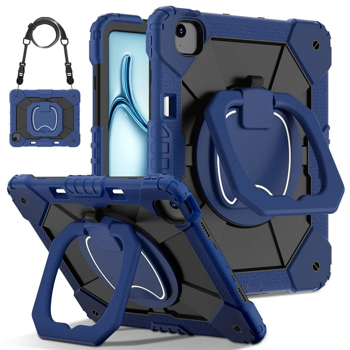 For iPad Air 13 (2026) / (2025) / (2024) Kickstand Case Silicone+PC Tablet Cover - Navy Blue / Black - 1