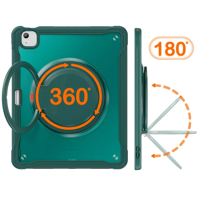 For iPad Air 13 (2026) / (2025) / (2024) / Pro 12.9 (2022) / (2021) / (2020) / (2018) Case Rotary Kickstand PC+TPU+Silicone Tablet Cover - Midnight Green - 5