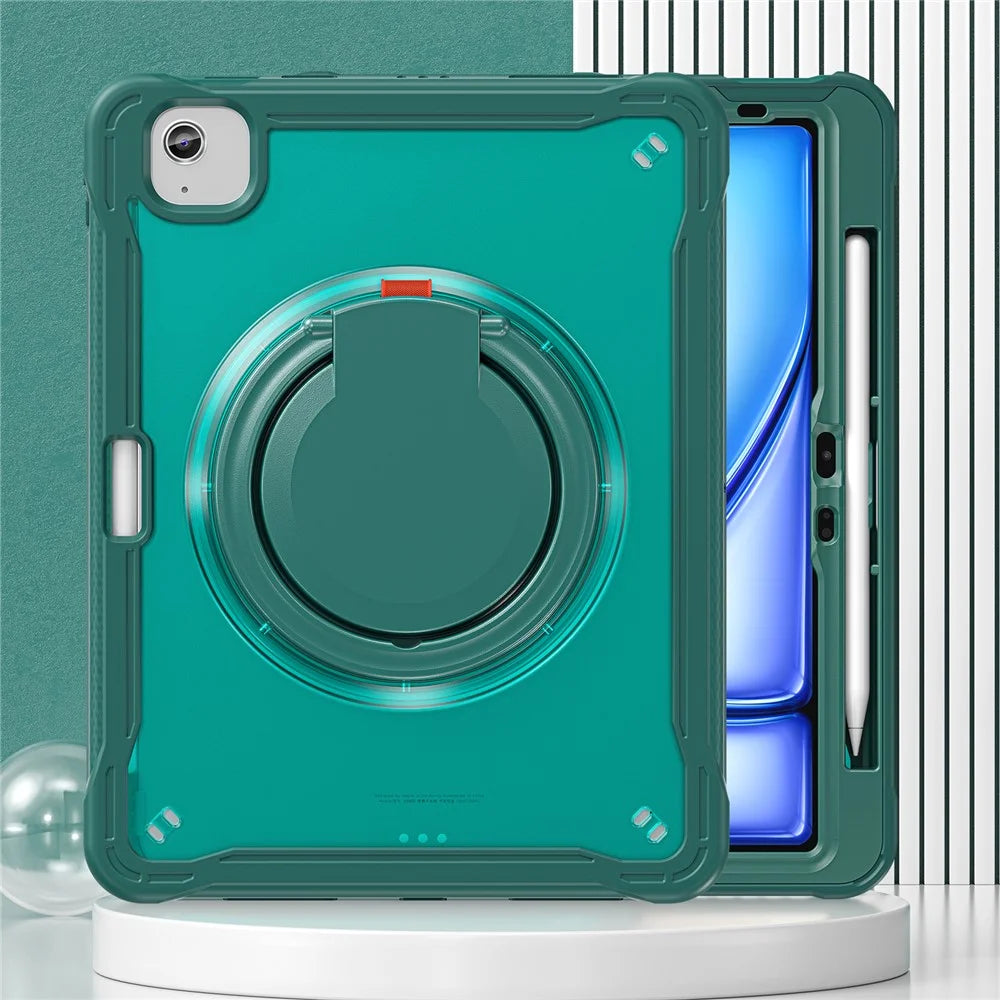 For iPad Air 11 (2026) / (2025) / (2024) / Air (2022) / (2020) / Pro 11 (2022) / (2021) / (2020) / (2018) Case Rotary Kickstand Tablet Cover - Midnight Green - 2