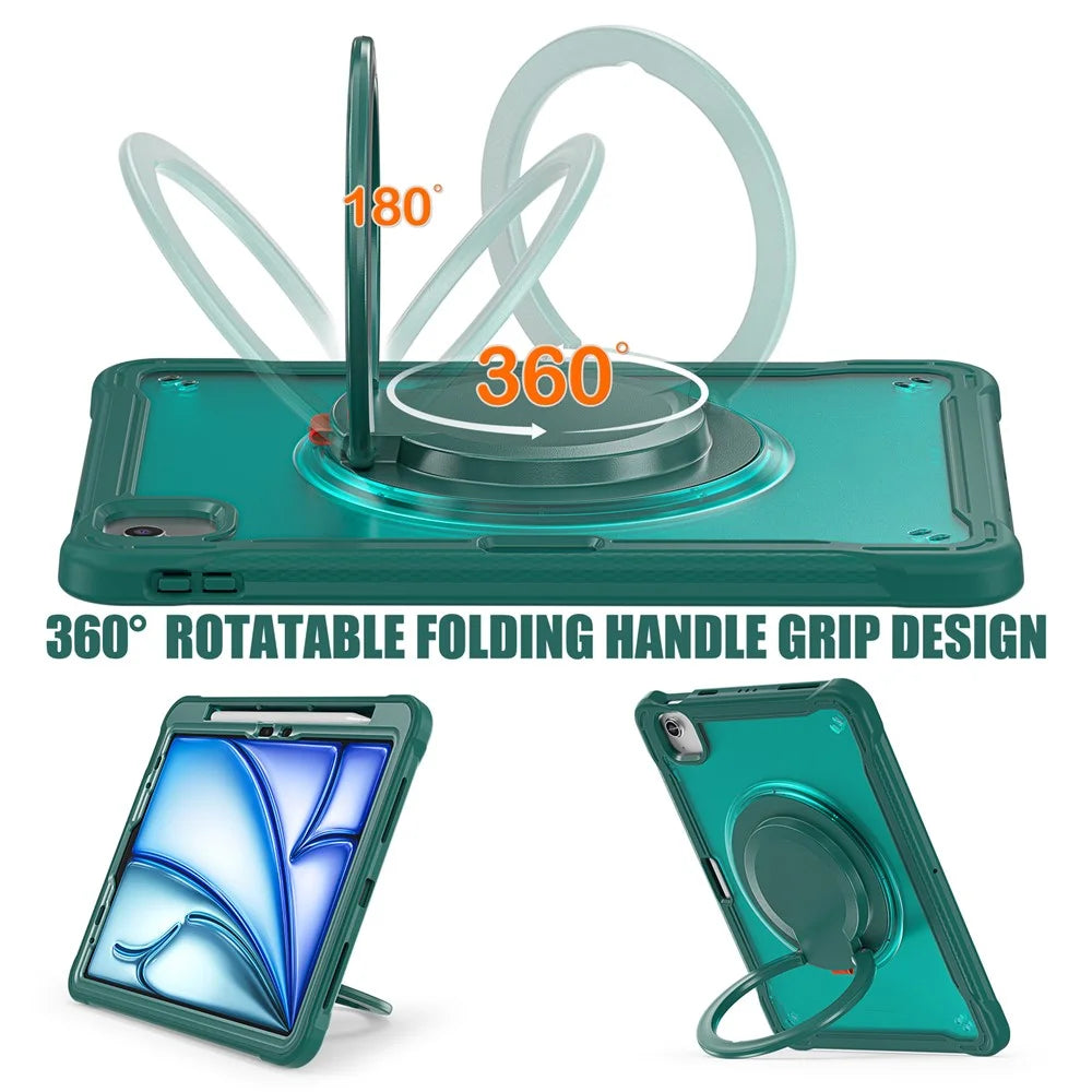 For iPad Air 11 (2026) / (2025) / (2024) / Air (2022) / (2020) / Pro 11 (2022) / (2021) / (2020) / (2018) Case Rotary Kickstand Tablet Cover - Midnight Green - 5
